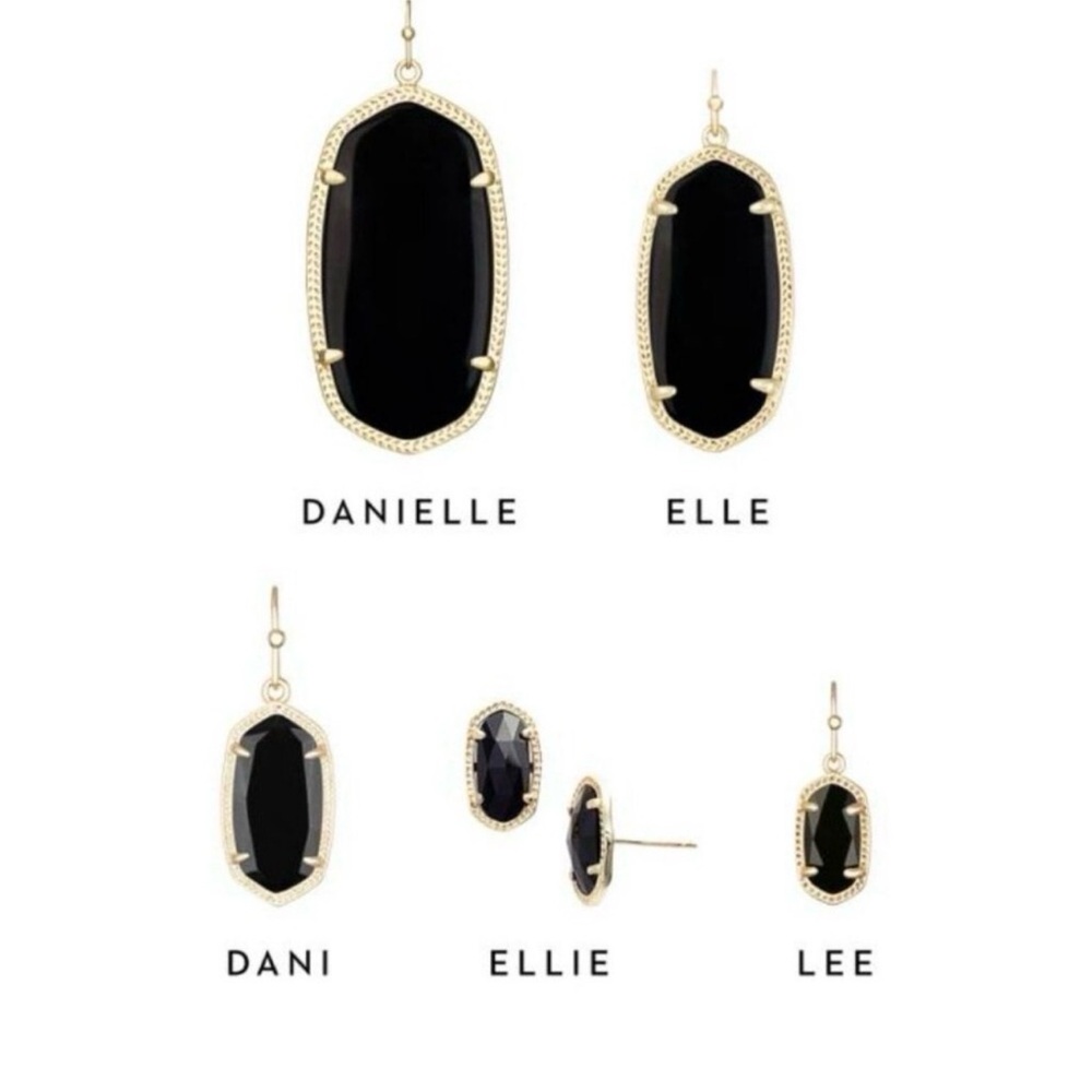 Vintage Kendra Scott Danielle Statement Earrings | Black Onyx | Gold - Picture 6 of 6